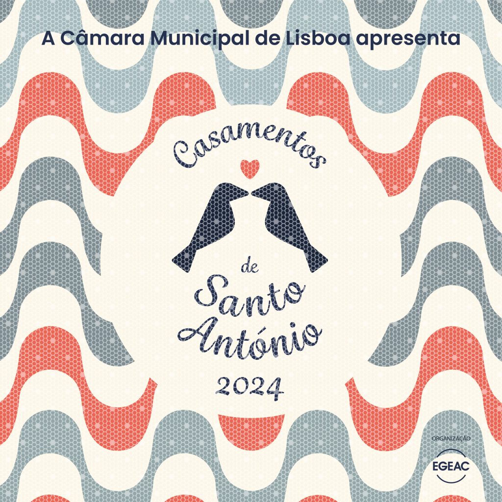 ilustração 2 corvos a beijarem-se com 1 coração. fundo: calçada portuguesa