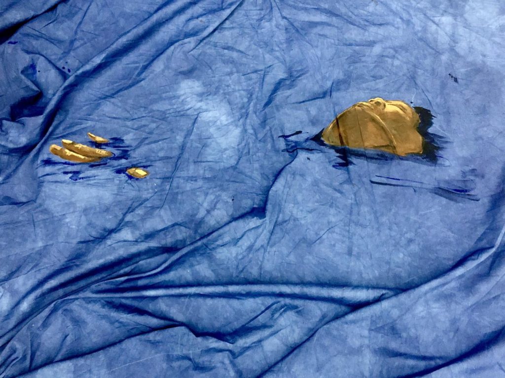 pintura com figura humana a flutuar