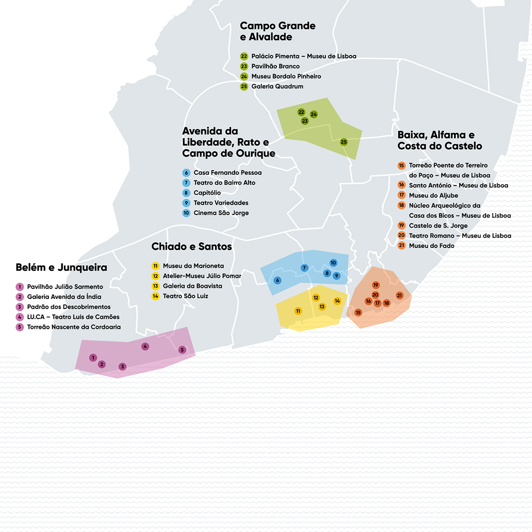 Map with EGEAC's cultural spaces around Lisbon