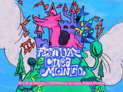Composição gráfica do cartaz do festival com o alinhamento