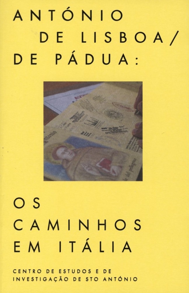 Capa amarela. Para além do título, apresenta uma imagem do santo ao centro